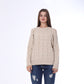 Beige Open Shoulder Knitted Pullover