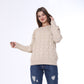 Beige Open Shoulder Knitted Pullover