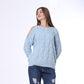 Baby Blue Open Shoulder Knitted Pullover