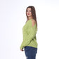 Apple Green Open Shoulder Knitted Pullover