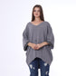 Gray Rhinestones Cuffs Knitted Poncho