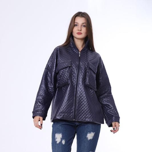 سترة جلدية كابيتون البحرية مع جيوب قابلة للطي