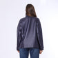 Navy Capitone Leather Jacket with Flap Pockets