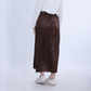 Brown Long Pleated Leather Skirt