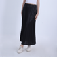 Black Long Pleated Leather Skirt