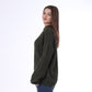 Olive Half Neck Knitted Pullover