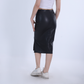 Black Side Slit Leather Skirt