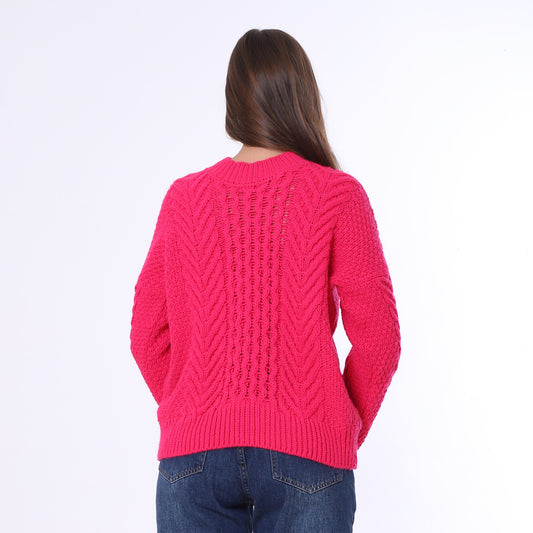 Fuchsia Half Neck Knitted Pullover