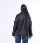 Black Capitone Leather Jacket with Flap Pockets