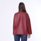 Burgundy Capitone Leather Jacket with Flap Pockets