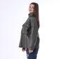 Olive Capitone Leather Jacket with Flap Pockets