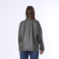 Olive Capitone Leather Jacket with Flap Pockets