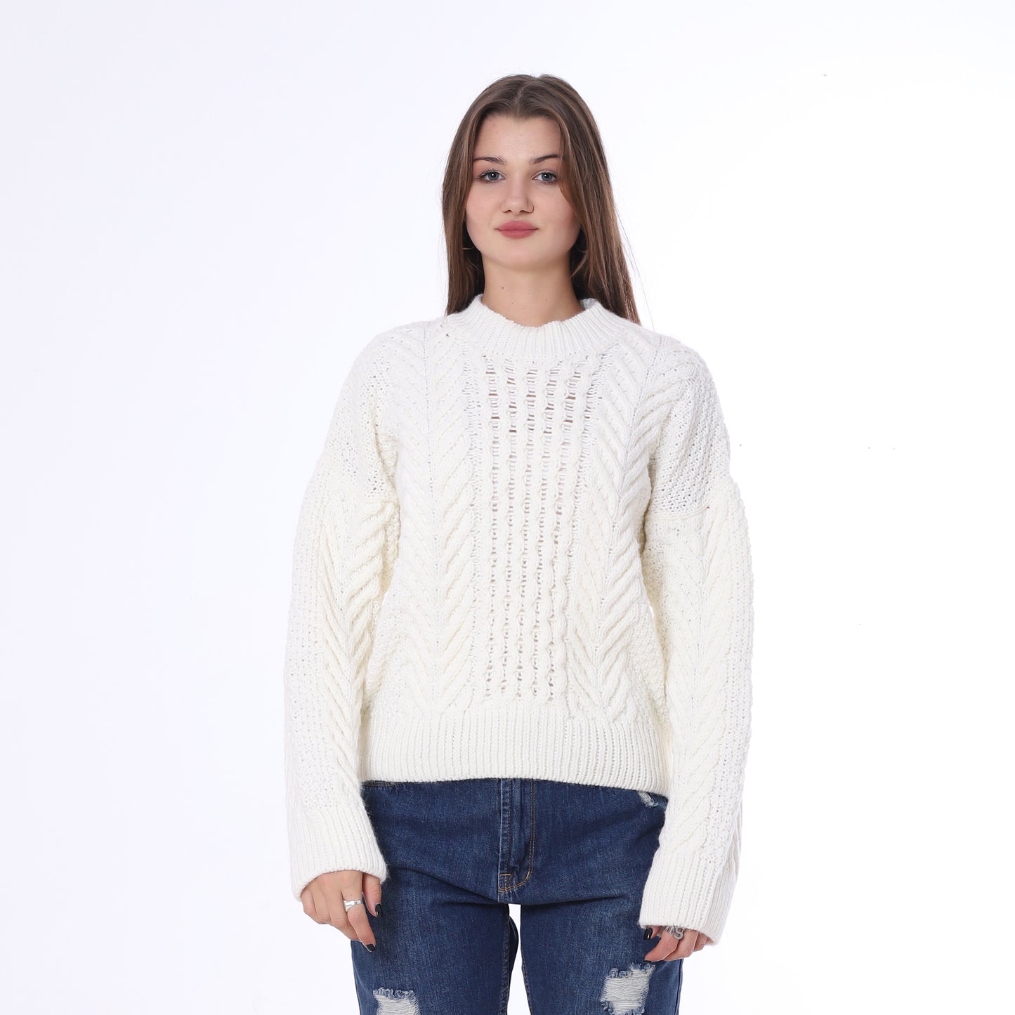 Off-White Half Neck Knitted Pullover