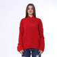 Red Half Neck Knitted Pullover