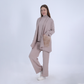 Beige 3 Pieces Knitted Set with Fur Pockets