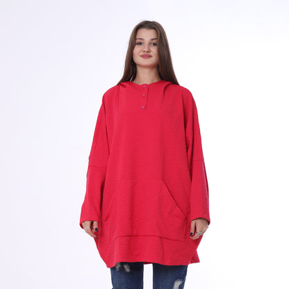 Fuchsia Oversized Melton Hoodie