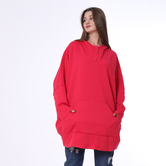 Fuchsia Oversized Melton Hoodie