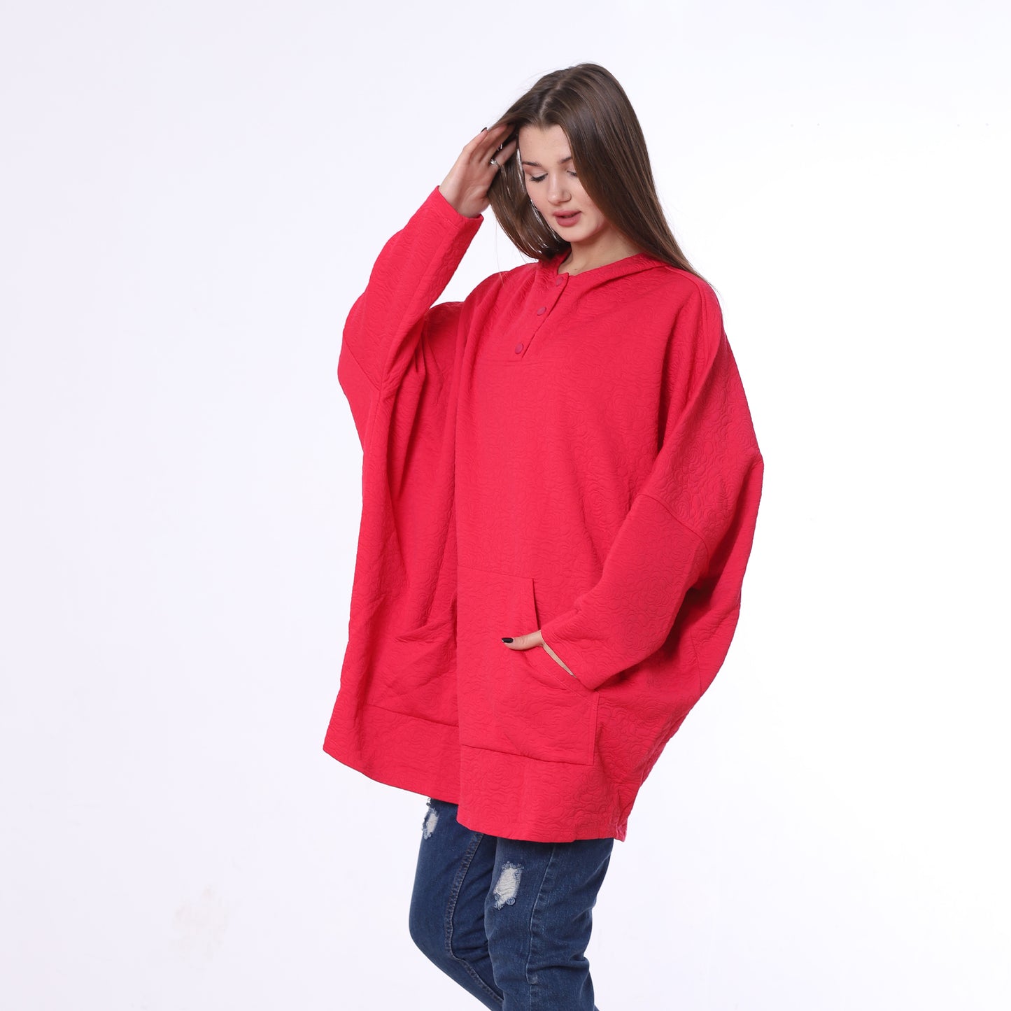 Fuchsia Oversized Melton Hoodie