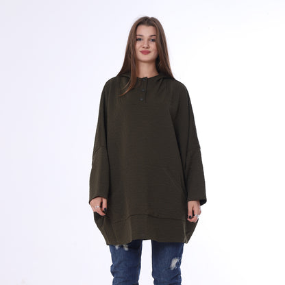 Olive Oversized Melton Hoodie