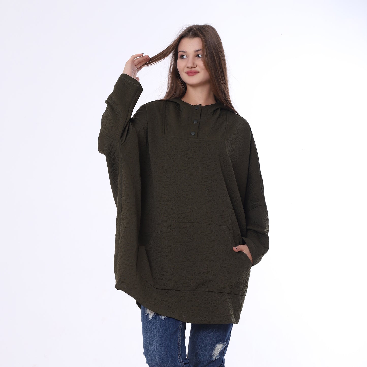 Olive Oversized Melton Hoodie