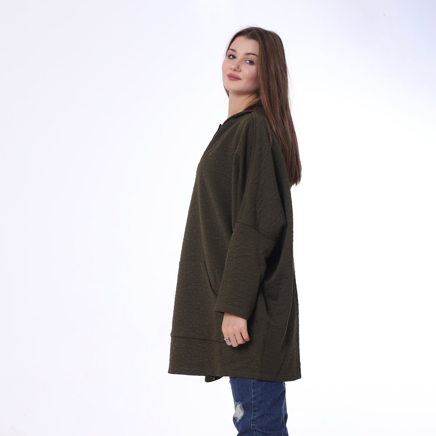 Olive Oversized Melton Hoodie