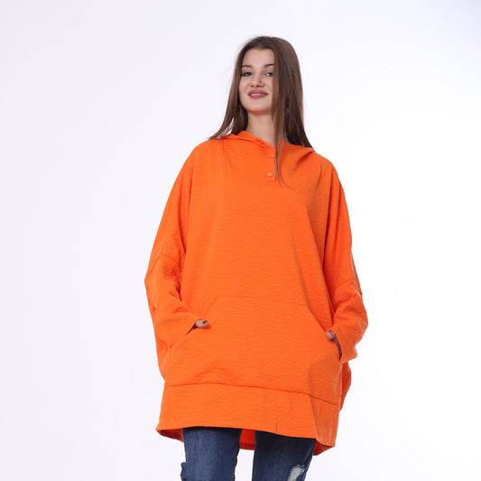 Orange Oversized Melton Hoodie