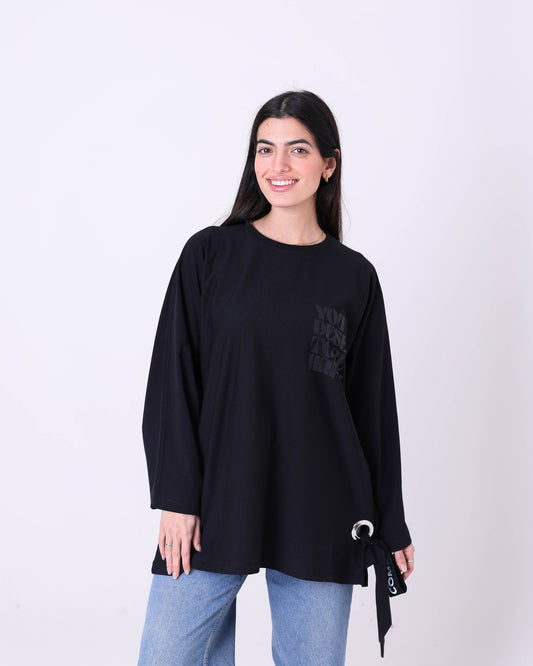 Black Printed Cotton T-Shirt