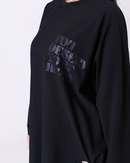 Black Printed Cotton T-Shirt