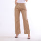 Beige Wide Leg Leather Pants