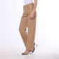 Beige Wide Leg Leather Pants