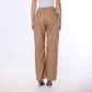 Beige Wide Leg Leather Pants