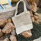 Beige Perforated Crochet Shoulder Bag