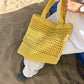 Helio Yellow Perforated Crochet Shoulder Bag