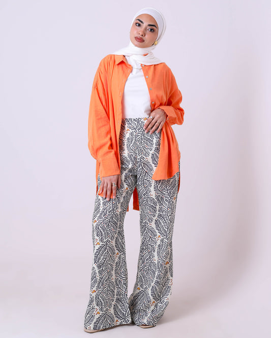 Black High Waisted Printed Pants