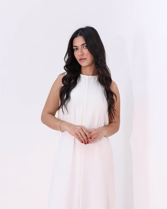 White Basic Sleeveless Dress