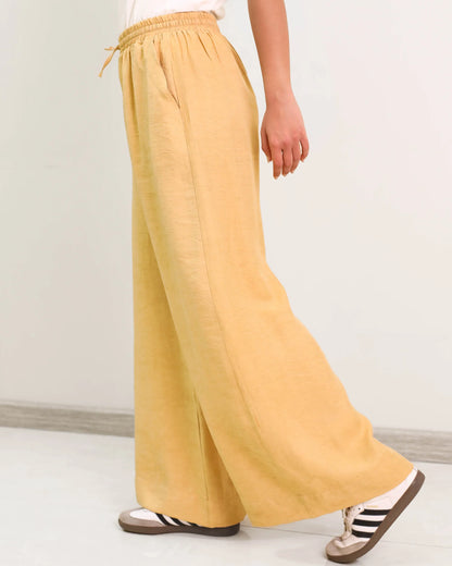Camel Elasticated Waist Chiffon Pants