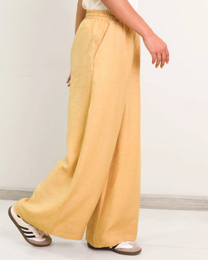 Camel Elasticated Waist Chiffon Pants