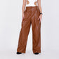 Brown Wide Leg Leather Pants