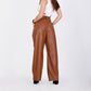 Brown Wide Leg Leather Pants