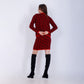 Red Jacquard Set of Jacket, Top & Midi Skirt