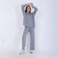 Silver Knitted Set of Zip Neck Sweater & Pants