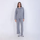 Silver Knitted Set of Zip Neck Sweater & Pants