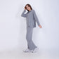 Silver Knitted Set of Zip Neck Sweater & Pants