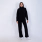 Black Knitted Set of Zip Neck Sweater & Pants