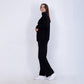 Black Knitted Set of Zip Neck Sweater & Pants