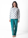 Teal Green Printed Velvet Pajama Set