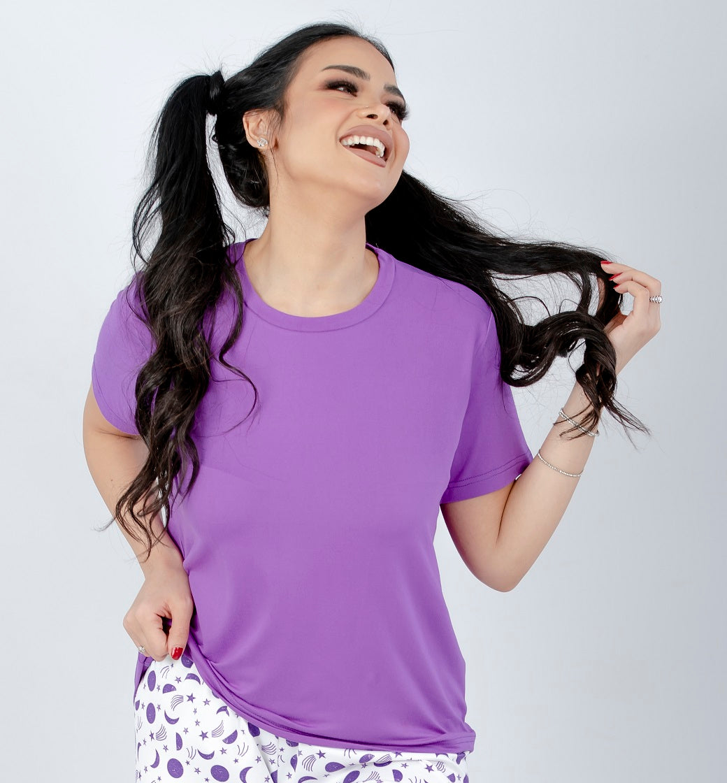 Purple Plain Basic T-Shirt