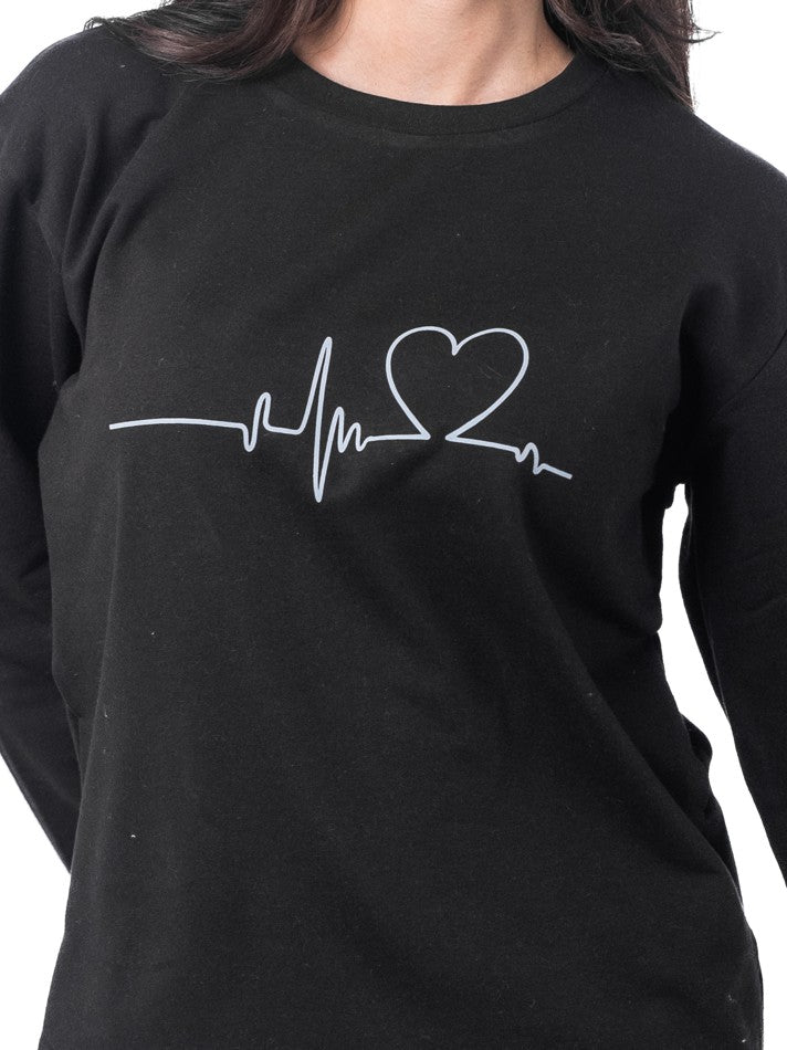 Black Heartbeats Printed T-Shirt