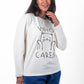 White Casual Cat Print T-Shirt