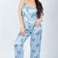 Baby Blue 3 Pieces Butterfly Print Pajama Set